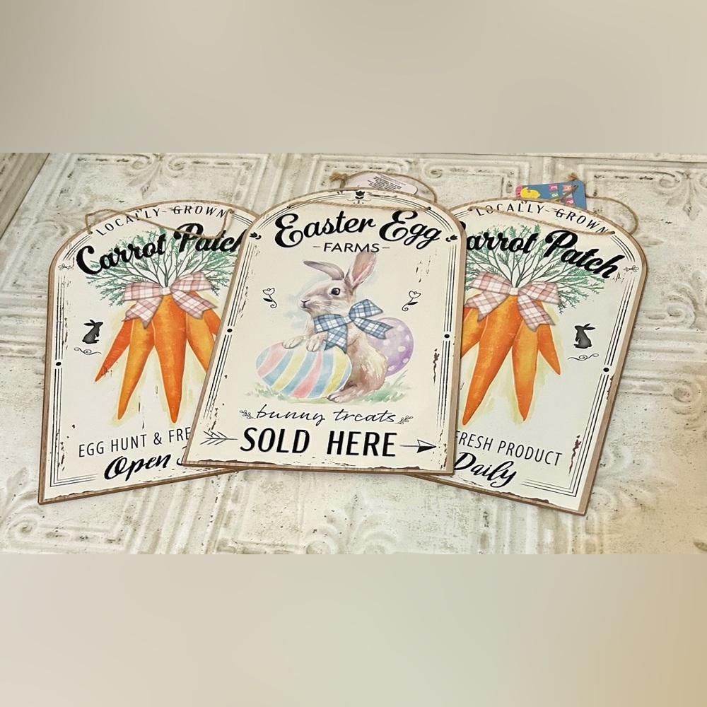 3 Easter Bunny Wall Hanging Decor